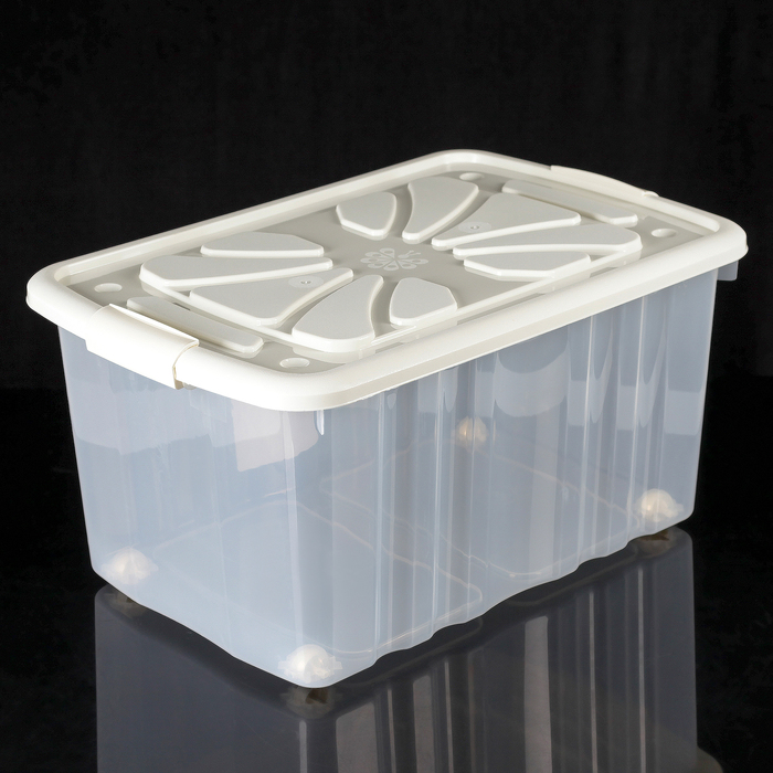 Ящик для хранения хозяйственный с крышкой, на колёсиках, 60×40×30 см, цвет МИКС