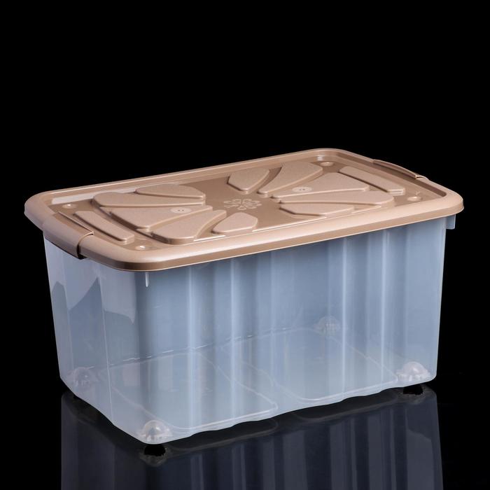 Ящик для хранения хозяйственный с крышкой, на колёсиках, 60×40×30 см, цвет МИКС