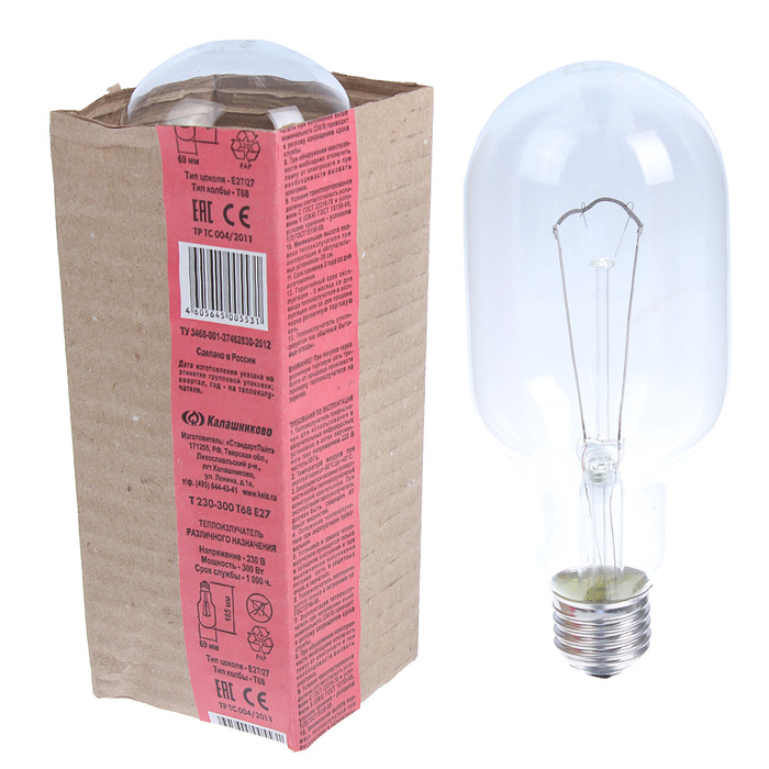 Теплоизлучатель, Т68, Е27, 300 Вт, КЭЛЗ