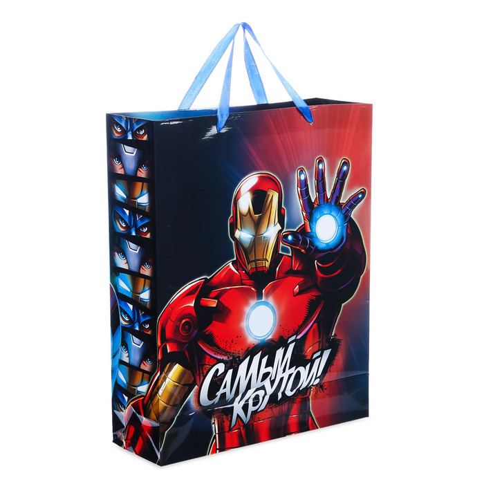 Пакет ламинированный вертикальный "С Днем рождения, самый крутой парень!", Мстители, 31 х 40 х 11 см