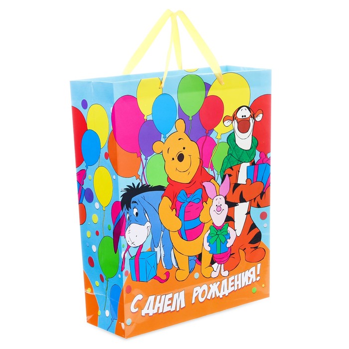 Пакет ламинированный вертикальный "Веселого праздника!", Медвежонок Винни и его друзья, 23 х 27 х 11.5 см
