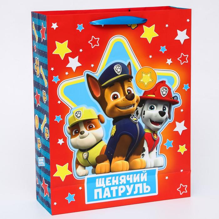 Щенячий патруль. Пакет подарочный "Веселого Дня Рождения", 31 х 40 х 11 см