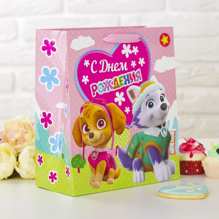 Щенячий патруль. Пакет подарочный "Воздушный День Рождения", 23 х 27 х 11,5 см