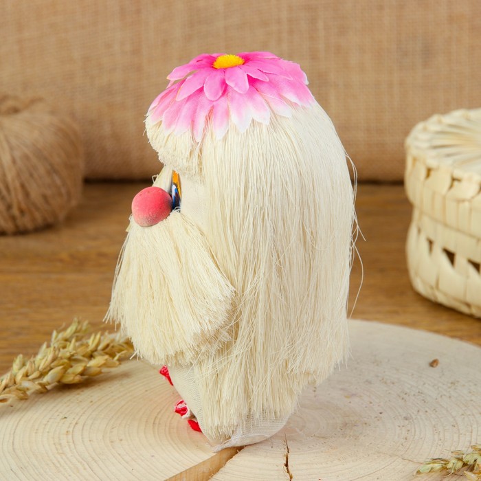 Оберег «Домовой Кузя с цветочком», микс