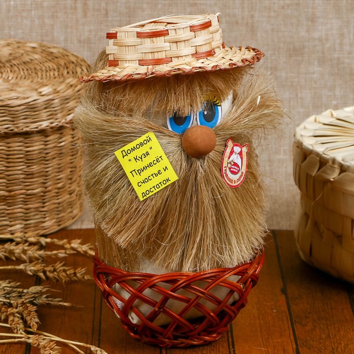 Сувенир «Домовой Афоня в плетеной корзинке», микс