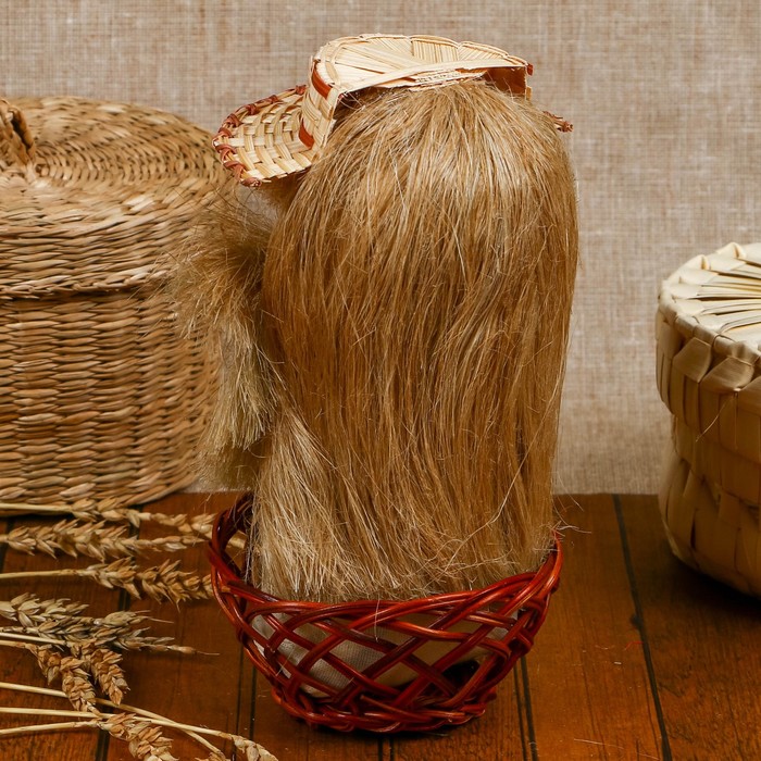 Сувенир «Домовой Афоня в плетеной корзинке», микс