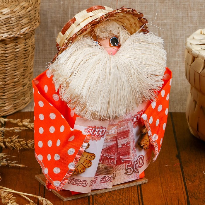 Оберег «Домовой с деньгами», микс