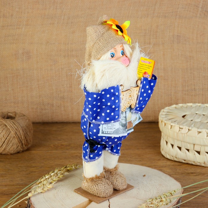 Сувенир «Домовой с деньгами в рубашке», микс