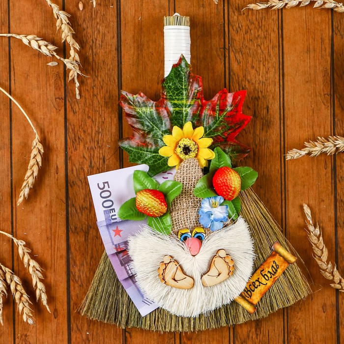 Оберег «Веник с домовым», всех благ, 25 см, микс