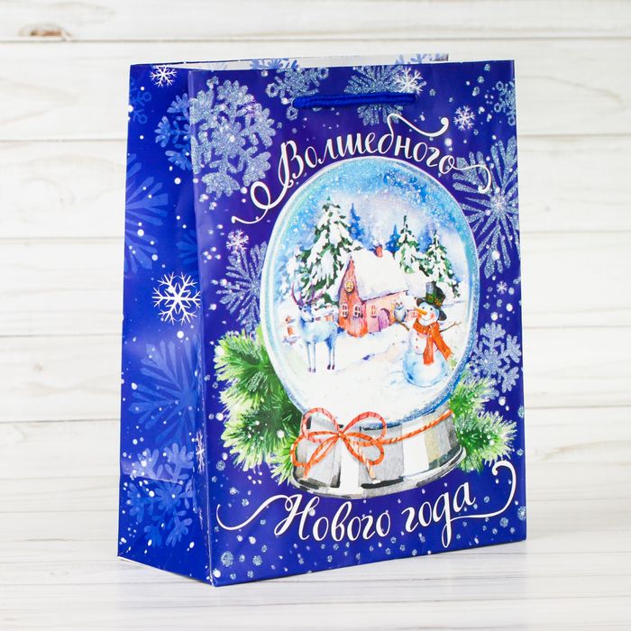 Пакет ламинированный вертикальный с блестками «Волшебный мир», 12 × 15 × 5,5 см