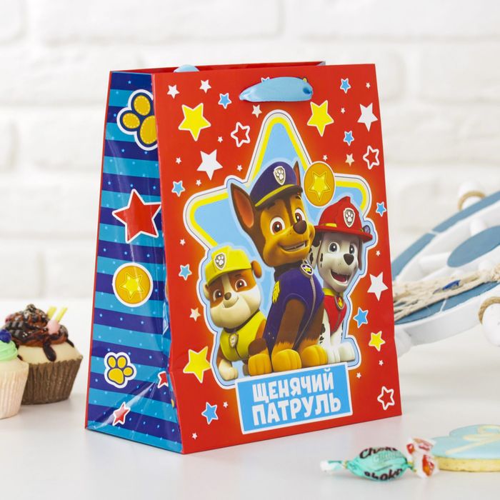 Щенячий патруль. Пакет подарочный "Веселого Дня Рождения", 23 х 27 х 11,5 см