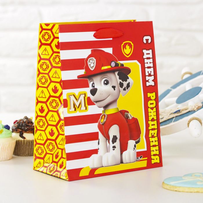 Щенячий патруль. Пакет подарочный "Замечательный День Рождения", 18 х23 х10 см