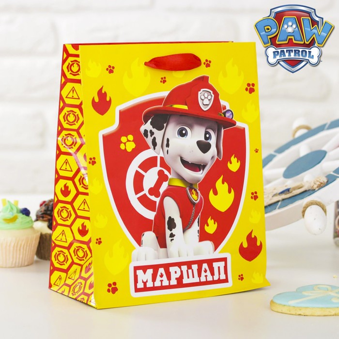 Щенячий патруль. Пакет подарочный "Замечательный День Рождения", 23 х 27 х 11,5 см
