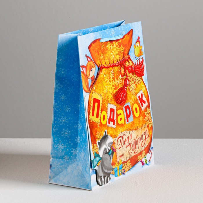 Пакет ламинированный с открыткой «Новогодние подарки», 18 × 23 × 8 см