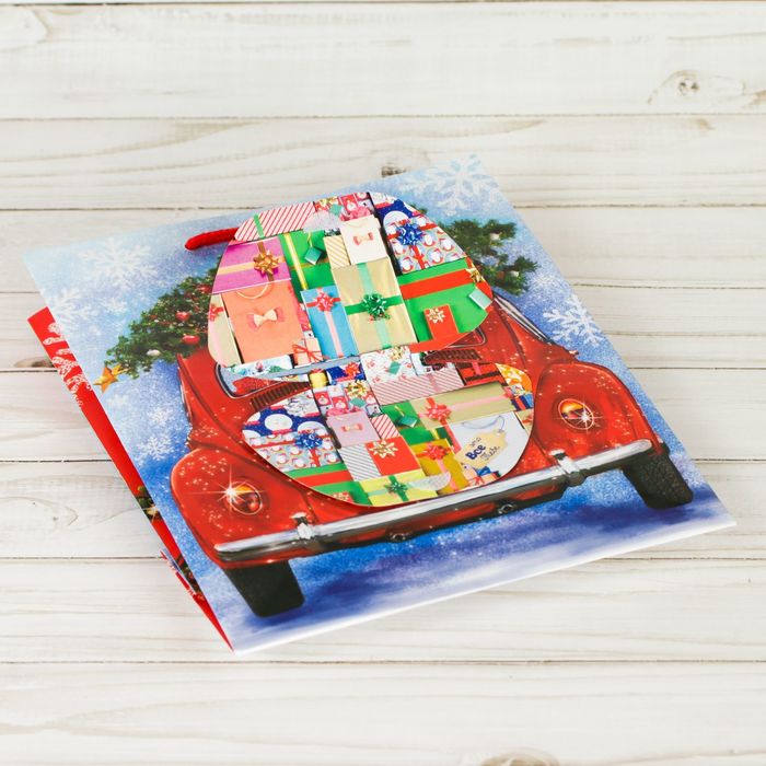 Пакет ламинированный с открыткой «Счастье нового года», 18 × 23 × 8 см