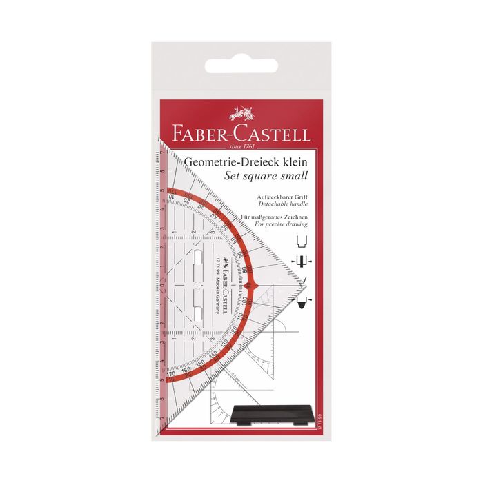 Треугольник+транспортир Faber-Castell Комби прозр/красн, пласт/пенал 177199