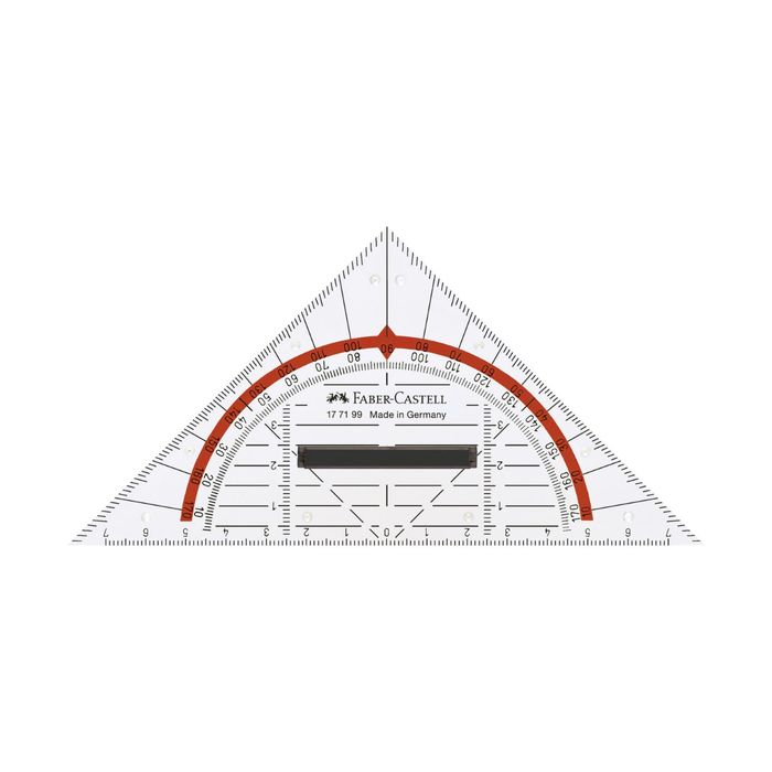 Треугольник+транспортир Faber-Castell Комби прозр/красн, пласт/пенал 177199