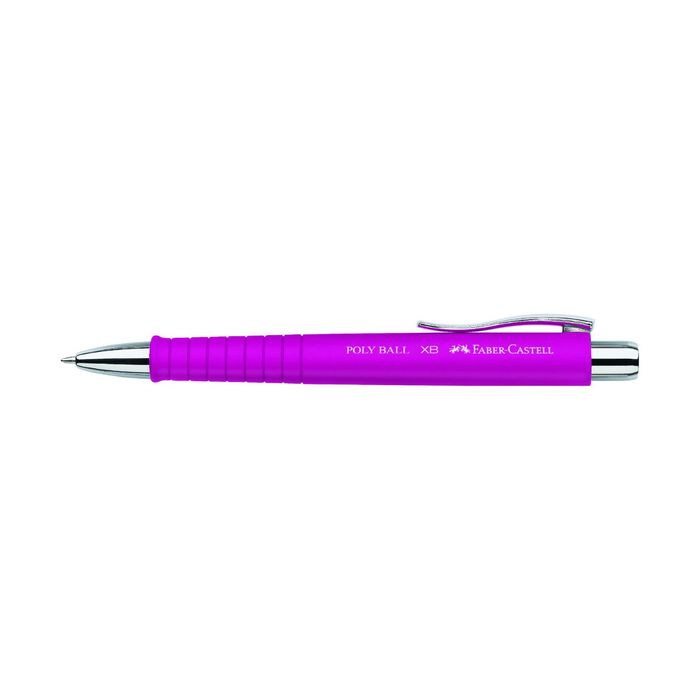 Ручка шариковая автомат Faber-Castell Poly Ball, M, трехгран.кор., розовый, к/к 241128
