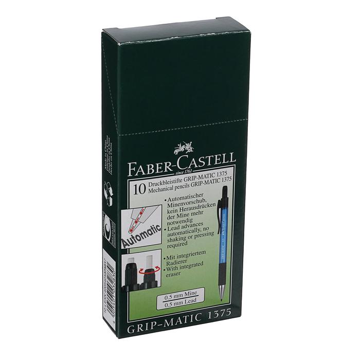 Карандаш механический 0.5 мм Faber-Castell GRIP Matic 1375 с ластиком, синий