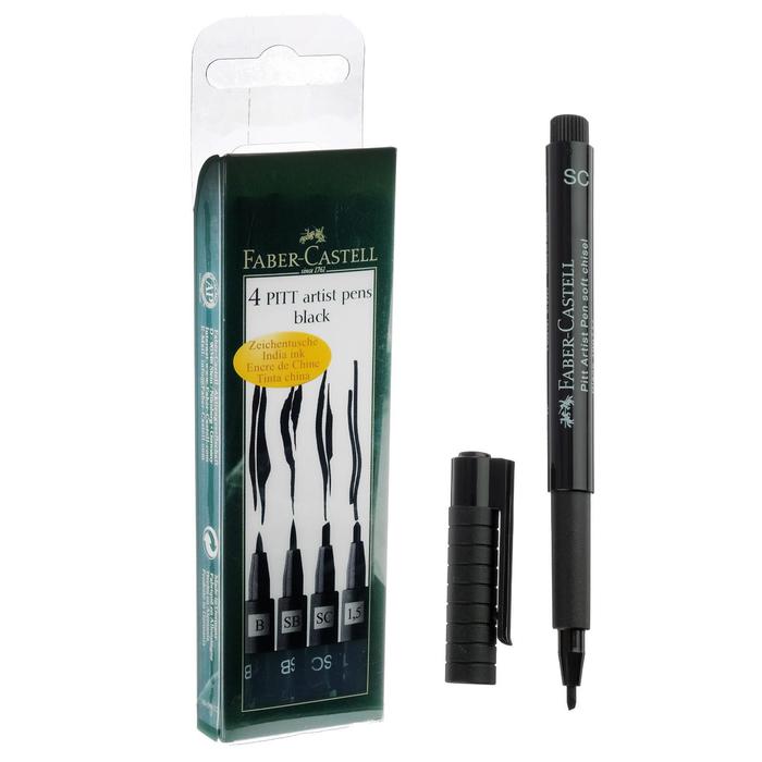 Ручка капиллярная набор Faber-Castell PITT® Artist Pen разн.тип 4шт (M,F,S,XS,B,SC,SB,1.5)