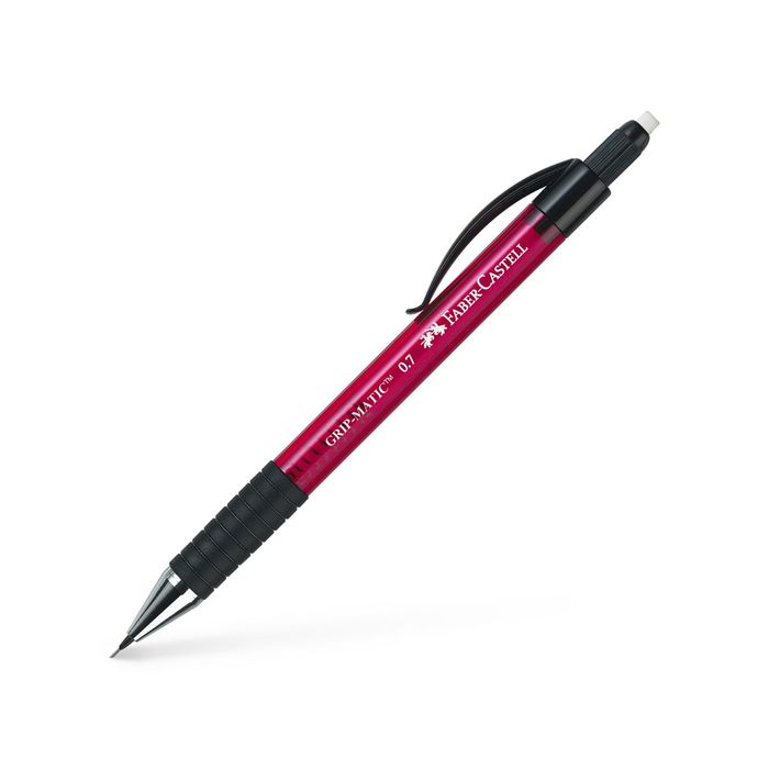 Карандаш механический 0.7 мм Faber-Castell GRIP Matic 1377 с ластиком, красный, к/к 137721