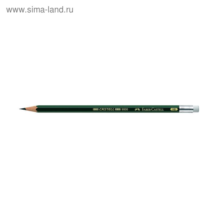 

Карандаш художественный чёрнографитный Faber-Castel CASTELL® 9000 профессиональные HB с ластиком зелёный