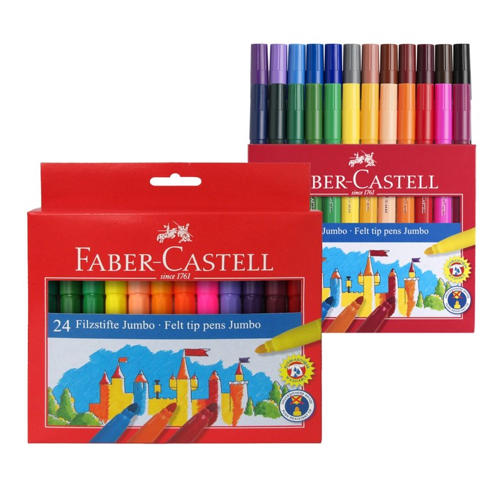 Фломастеры 24 цвета Faber-Castell Jumbo Замок в картонной коробке