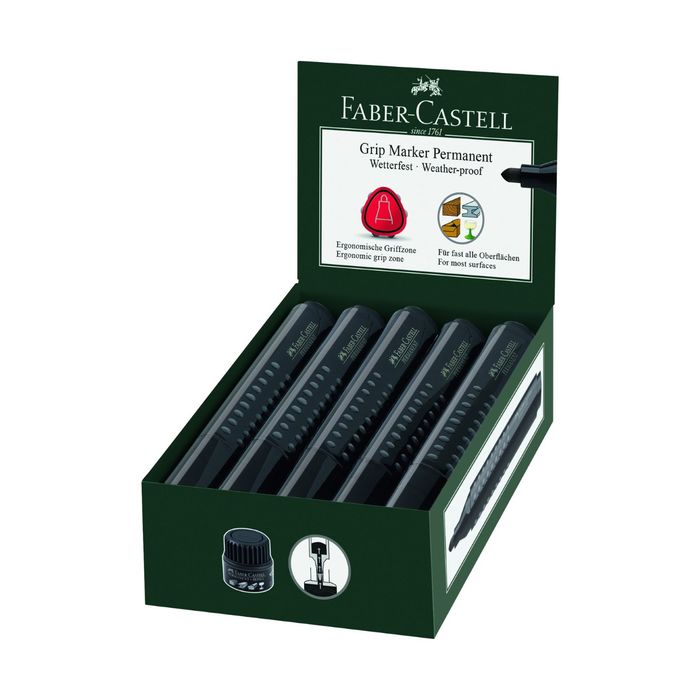 Маркер перманентный 3.0 мм Faber-Castell 1504 трехгранныйный корпус, чёрный