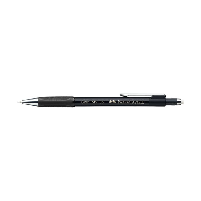 Карандаш механический 0,5 мм Faber-Castell GRIP 1345 с ластиком, резиновый упор, чёрный