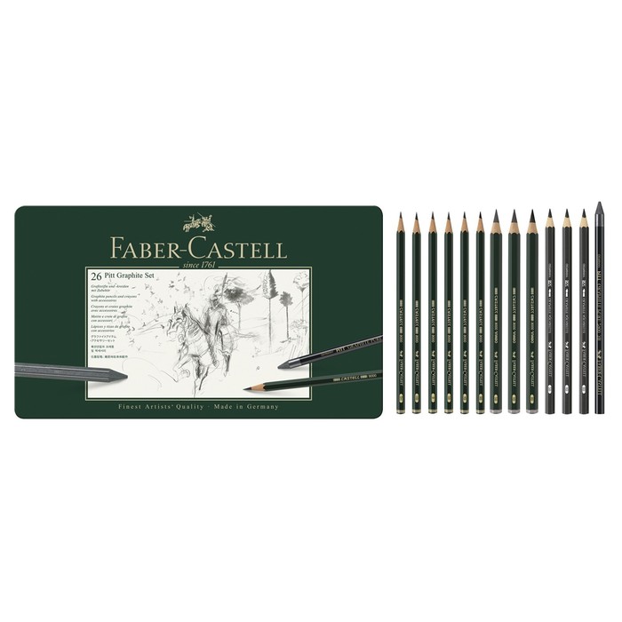 

Карандаши художественные набор Faber-Castell PITT 26 штук в металлической коробке