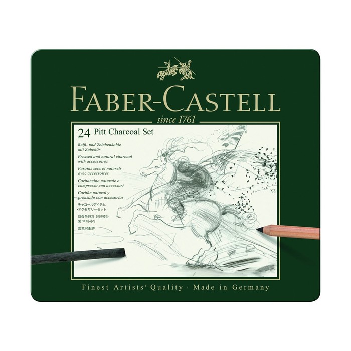 фото Уголь, набор микс для графики faber-castell pitt® monochrome charcoal, 24 штуки