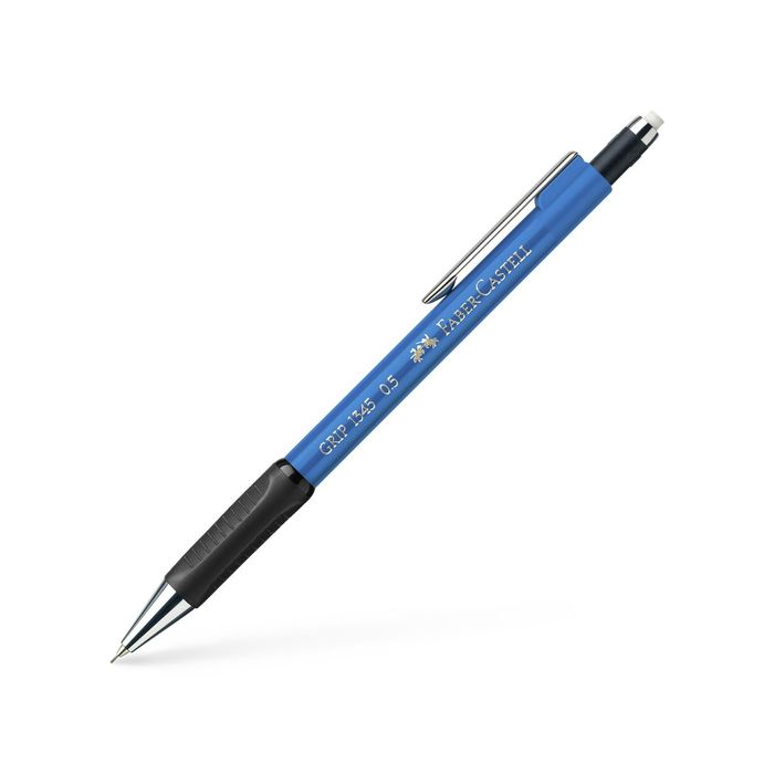 Карандаш механический 0.5 мм Faber-Castell GRIP 1345 с ластиком, резиновый упор, голубой