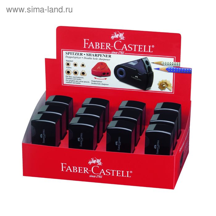 фото Точилка faber-castell с контейнером sleeve 2 отверстия ,чёрный