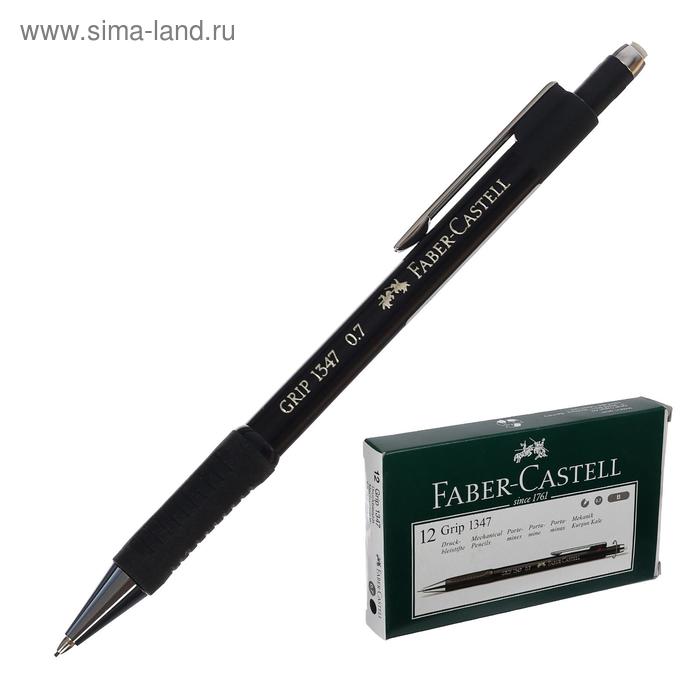 фото Карандаш механический 0.7 мм faber-castell grip 1347 с ластиком, резиновый упор, чёрный