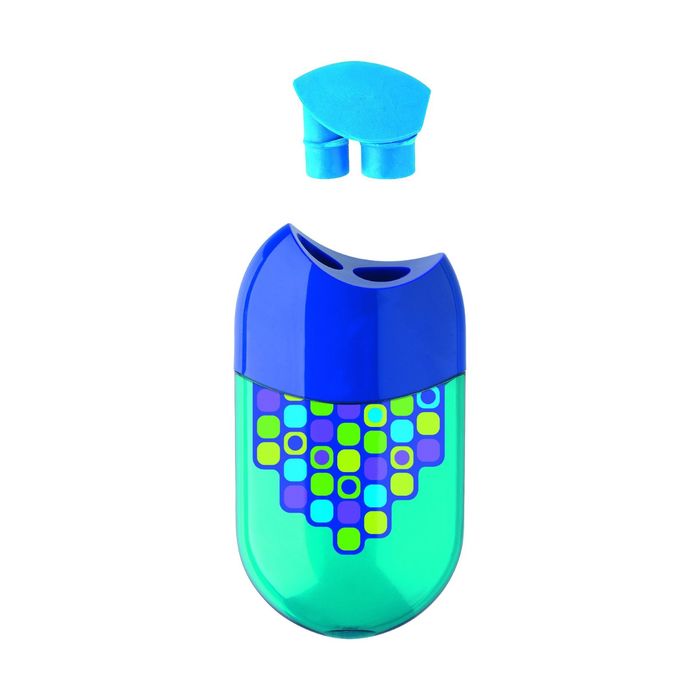 Точилка Faber-Castell с контейнером мини + ластик, 2 отверстия, диско 183530