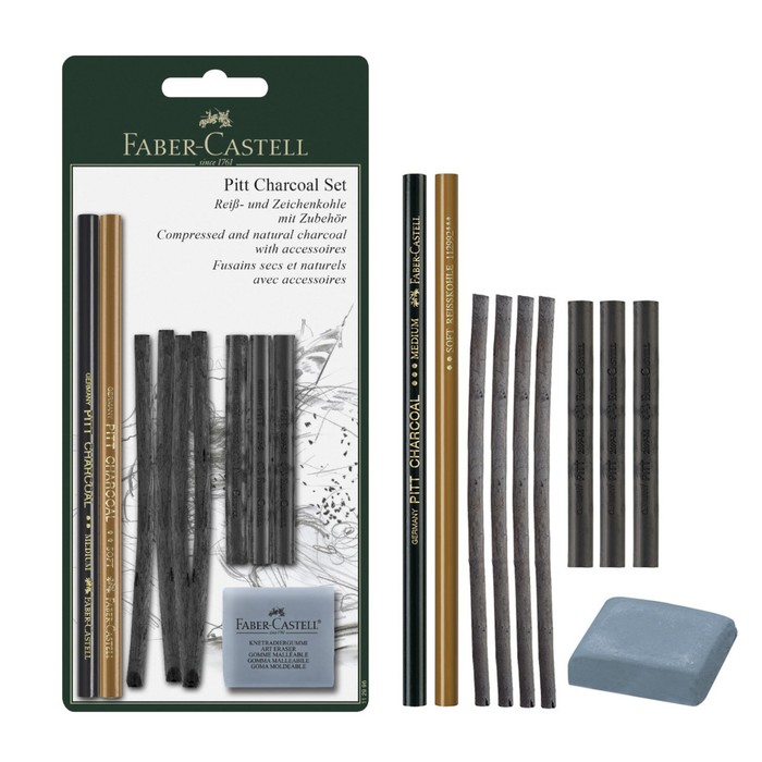 фото Уголь, набор микс для графики faber-castell pitt® charcoal, 10 штук