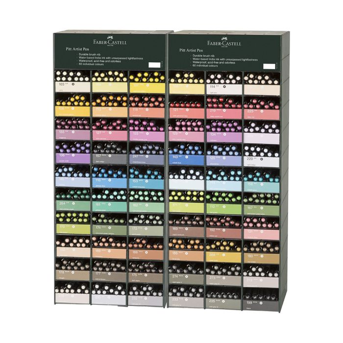 Набор ручек капиллярных Faber-Castell PITT® Artist Pen Brush 600шт микс 2 диспл 167165