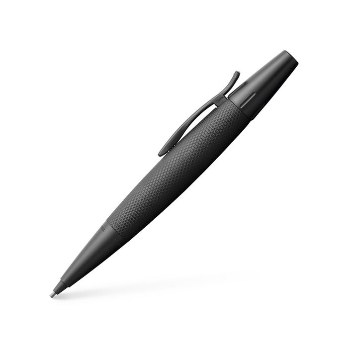 Карандаш механический 1.4 мм Faber-Castell E-Motion Pure Black, повортоный механизм, анодированный алюминий + ластик в подарочной коробке