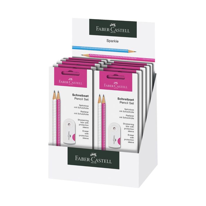 Карандашя художественный ч/г набор Faber-Castell Sparkle 2шт B бел/роз+ластик+точил 218495