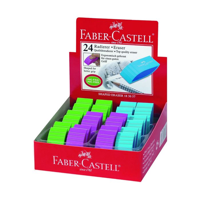 Ластик Faber-Castell синтетика для графитных карандашей, фигурный, яркие цвета 183057