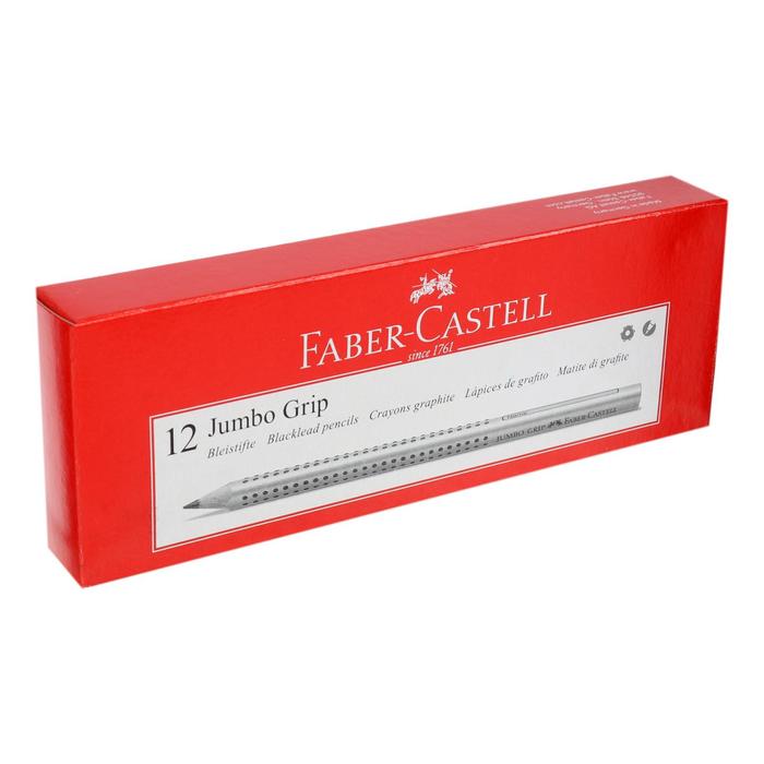 Карандаш ч/г Faber-Castell Jumbo GRIP В трехгран.кор. массаж.шашечки, серый 111900