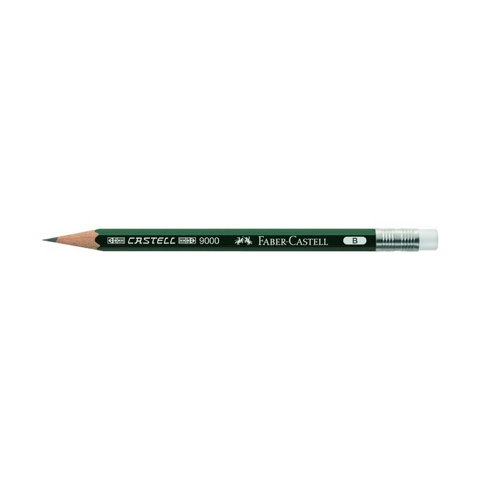 Карандаш художественный ч/г Faber-Castell CASTELL® 9000 проф. B с ластик 3шт, к/к 119038