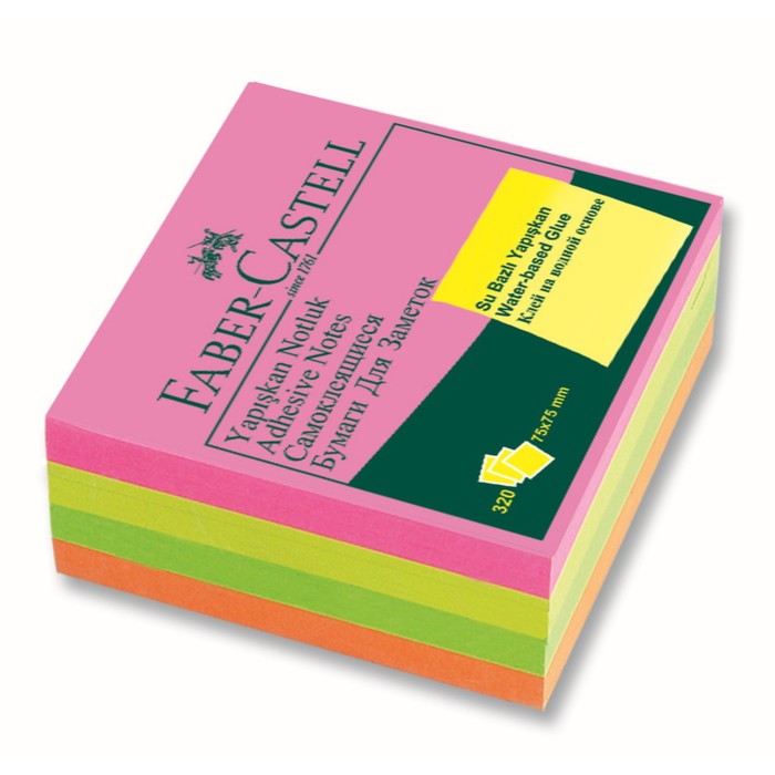 Блок с липким краем Faber-Castell, 75*75 мм, 320 листов, 4 цвета