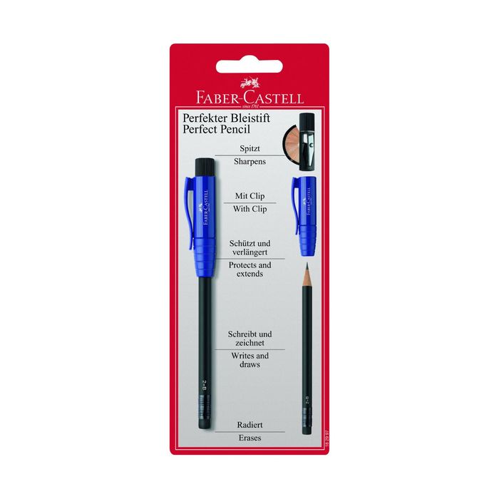 Карандаш ч/г Faber-Castell проф. Perfect Pencil B круглый с точилкой, блистер 182997