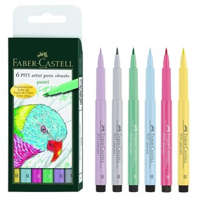 Ручка-кисть капиллярная набор Faber-Castell PITT Artist Pen Brush, 6 цветов, пастельные тона от Сима-ленд