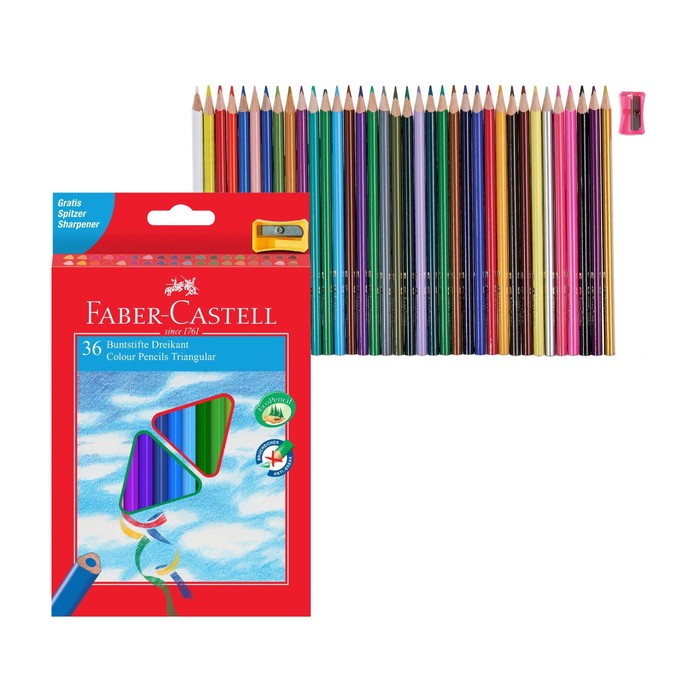 фото Карандаши 36 цветов faber-castell eco, трёхгранный корпус, с точилкой