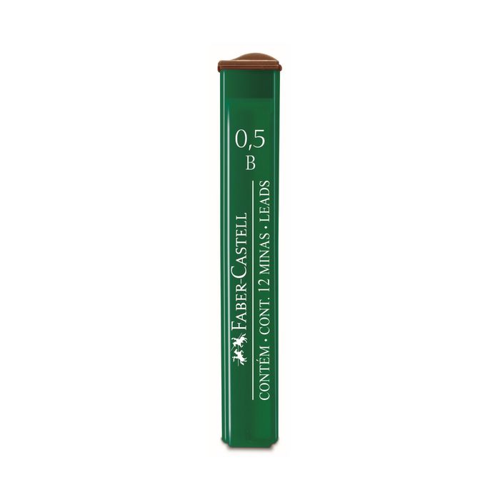 Грифели для механических карандашей 0.5 мм Faber-Castell Polymer В, 12 штук в футляре