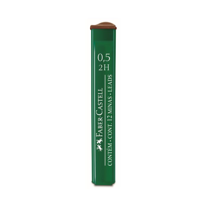 Грифели для механических карандашей 0.5 мм Faber-Castell Polymer 2H 12 штук, футляр