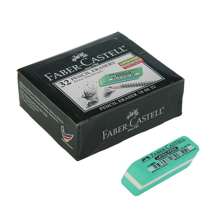 яЛастик Faber-Castell каучук 7006, 45*19*12, д/графит каранд, зелёный 180632