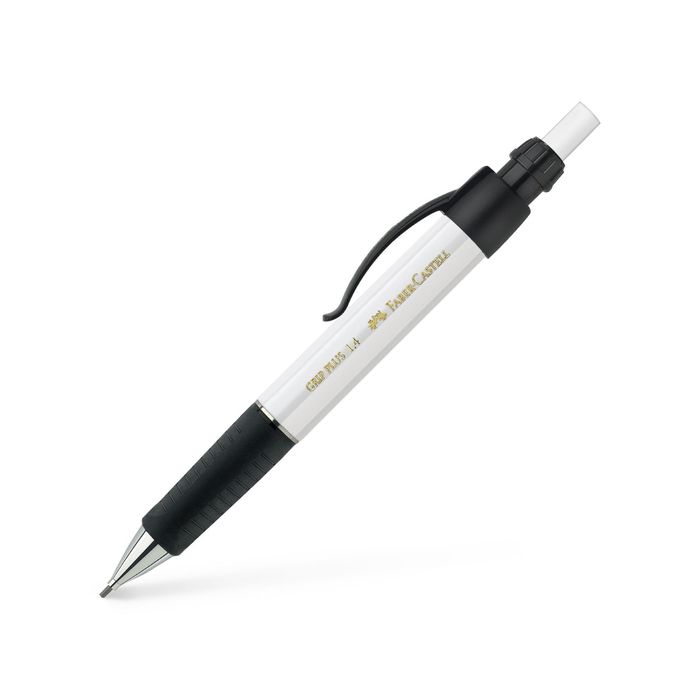 Карандаш механический 0.7 мм Faber-Castell GRIP Plus 1314 с ластиком, белый, к/к 131401